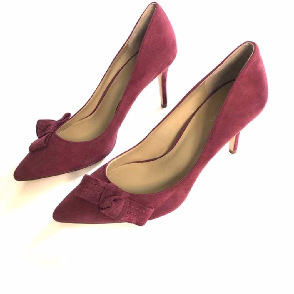 Ann Taylor Violetta Suede Burgundy Heels - Picture 3 of 8